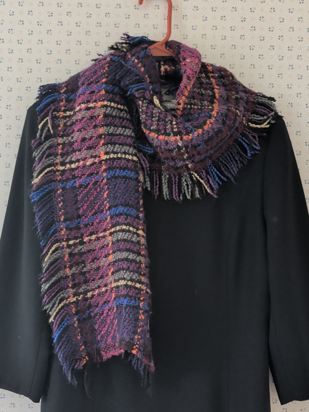 Fraas Plaid Fringe Scarf Germany Acrylic 68" x 11" Woven Boho